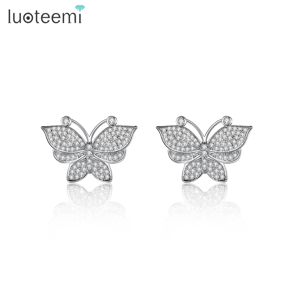 LUOTEEMI Fashion Earing Stud Large Micro Vintage Cubic Zirconia Woman Custom Diamond Earring Butterfly