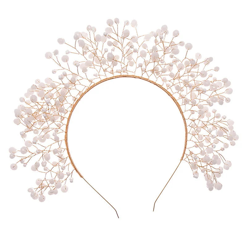 2021 New Design Handmade Crystal Beads Hairband Fashion Bridal Wedding Tiara