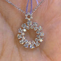 Huitan Dainty Refine Shiny Hollow Round CZ Necklace Pendant Cubic Zirconia Silver Daily Necklace Women