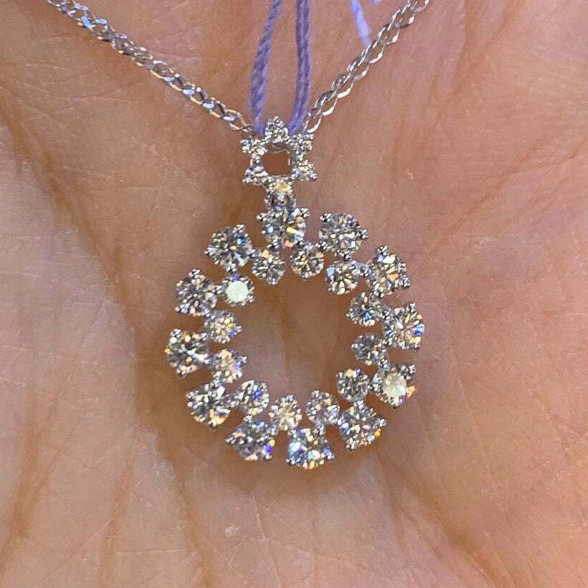Huitan Dainty Refine Shiny Hollow Round CZ Necklace Pendant Cubic Zirconia Silver Daily Necklace Women