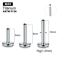 G23 Titanium F136 Fashion Multi-Specification T-Shaped Piercing Jewelry 16G 6/8/10mm Internal Tooth Rod Ear Studs Popular Nail