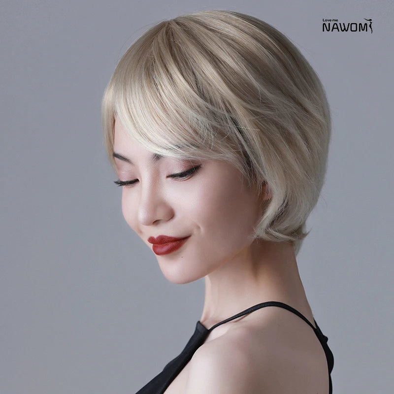 3092 Cheap Price 100% Synthetic Short Hair White Wig Display for Wholesale