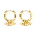 Latest 18K Gold Plated Brass Jewelry Geometric Irregular Rivet Pendant Huggie Earrings Hypoallergenic for Woman Earrings E241637