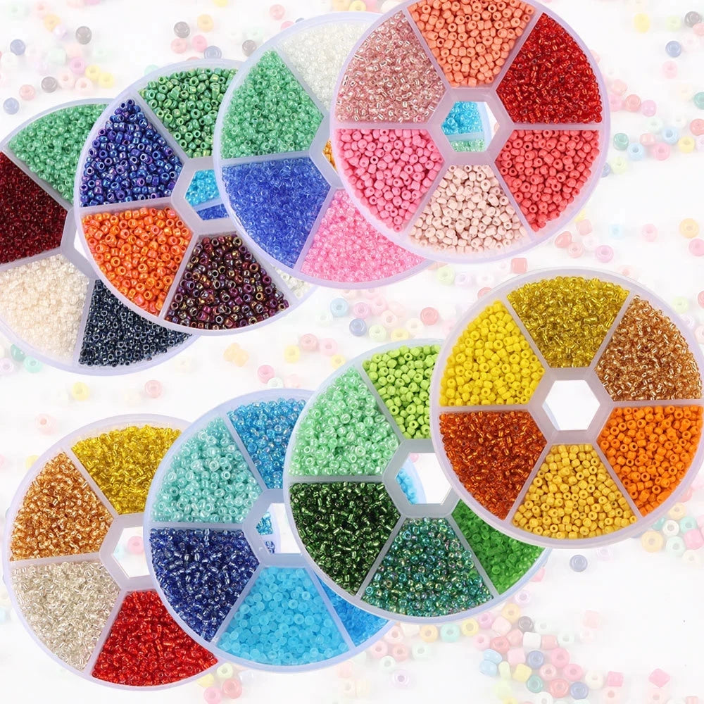 2mm Czech Glass Seed Beads Set Small Craft Beads Kit Diy Bracelet Necklace String Earring Loose Spacer Beads for Jewelry Making