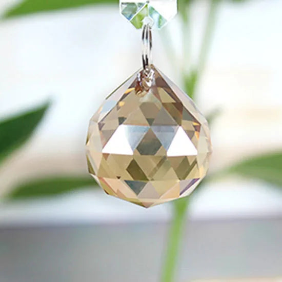 Champagne Golden Teak Chandelier Crystal Prisms Ball MH-12742