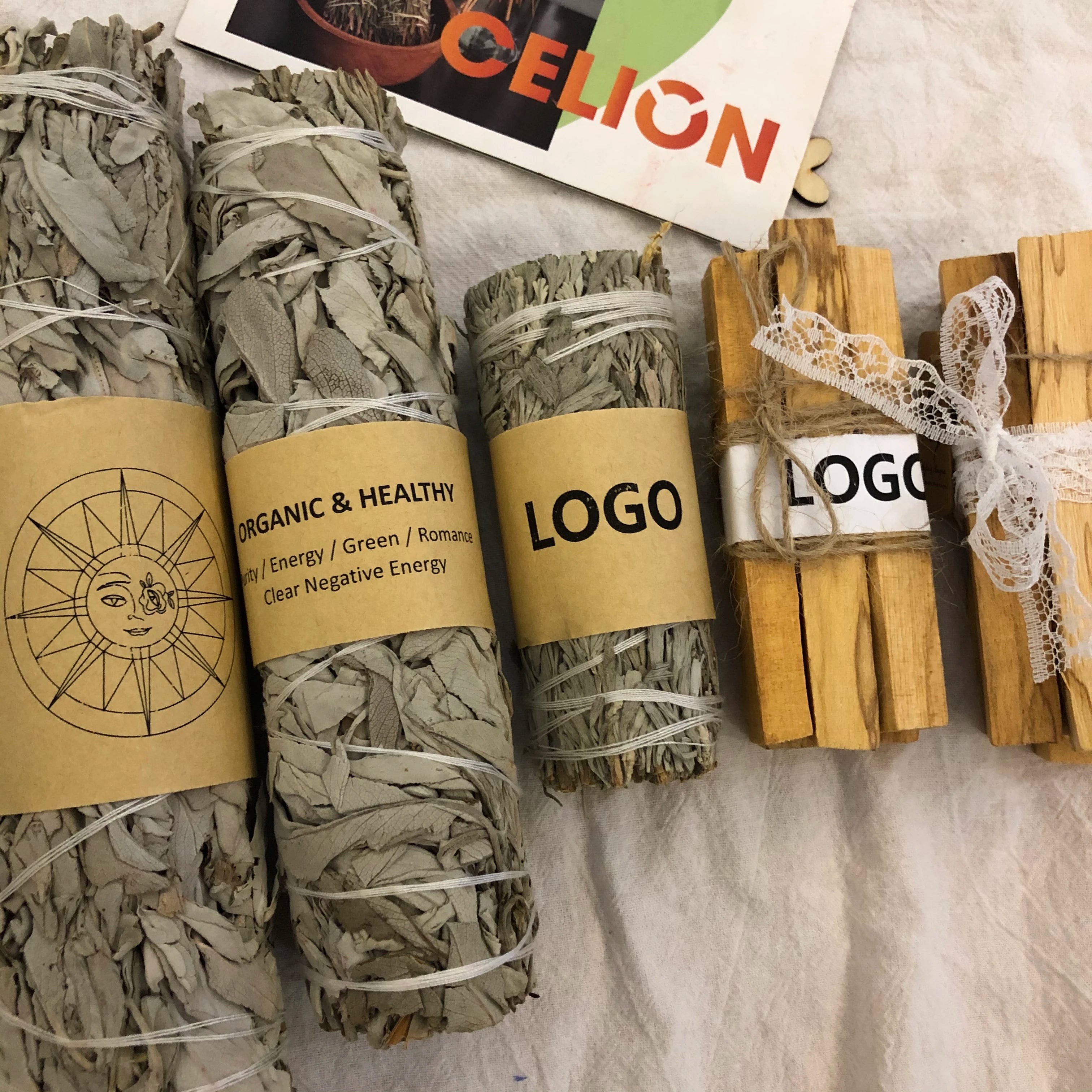 CELION Wholesale Dry Flower Sage Wand Floral Stick White Sage Bundles With Herbs