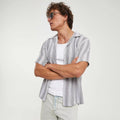 Gray Casual Regular Fit Men's Empire Cotton Structured Striped Breathable Summer Shirt Imperio Shop