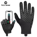 WEST BIKING Men's Full Finger Cycling Gloves Breathable Sports Fitness Shockproof Gloves Touch Screen Technology for Spring