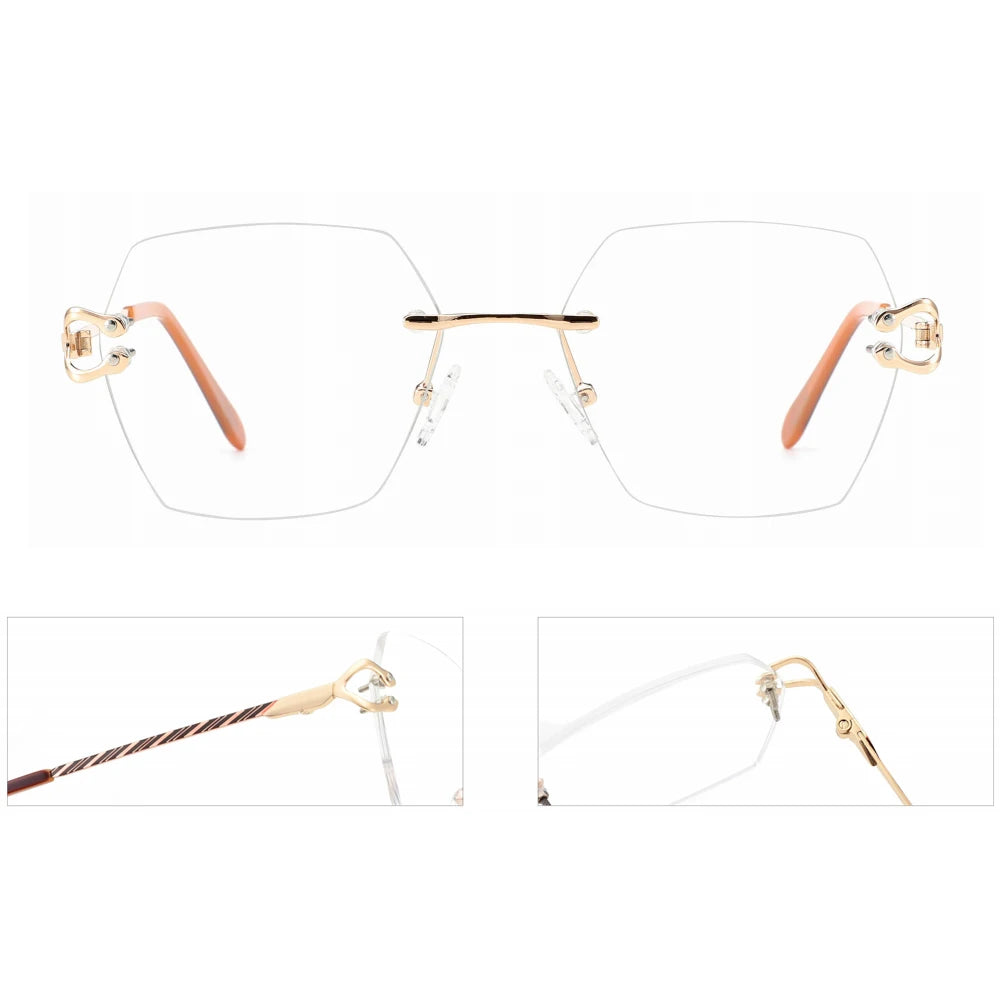 Rimless Rectangle Hot Sales Classical Metal Optical Frames Optical Glasses Frames