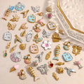 SUMMLY Beach Tropical Sweatproof Animal Charms 18K Gold Plated Stainless Steel Shell Fish Butterfly DIY Pendants Fashion Jewelry