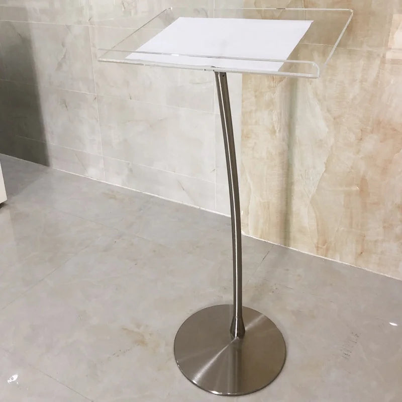 Clear Modern Minimalism Acrylic Stainless Steel Crystal Podium Arc Lectern Church Pulpit Theater Furniture Foldable Outdoor