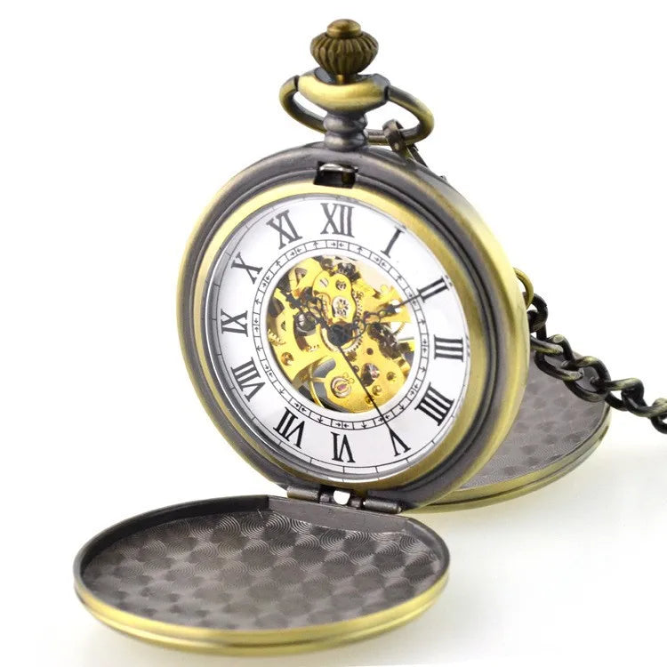 Classic Watch Case Two Sides Opening Glass Mechanical Pocket Watches