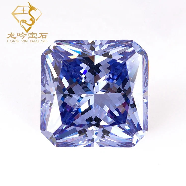 Hot Sale Loose Gemstone Tanzanite 5A CZ Stones Zircon Stone Square Princess Cut Corner Cubic Zirconia for Jewelry