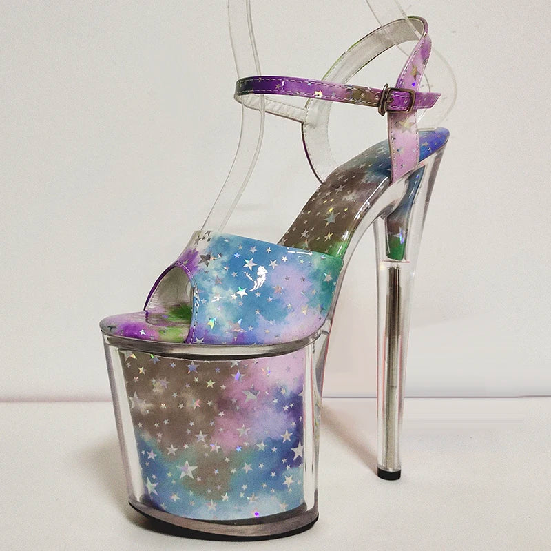 New All-in-one Heel 20 cm Ultra-high Heel Pole Dance Stripper Sexy Leaky Toe Sandals Model Walk Show High Heels