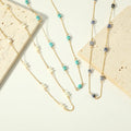 European Elegant Natural Stone Necklace Stainless Steel Stacking Handmade Beaded Chain Necklace Jewelry