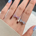 Cute Fancy Pure 925 Sterling Sliver Bow Ties Shaped Zircon Engagement Wedding Rings for Women Jewelry