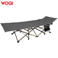 WOQI Folding Travel Cot for Adults Space-Saving Modern Single Metal Camping Cot with Stainless Steel Frame