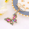 Fashion Crystal Rhinestone Butterfly Keychain Cute Insect Key Chain Creative Glitter Car Bag Charm Key Ring Pendant