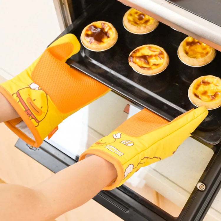 YS Customization Logo Professional Heat Resistant Silicone Kitchen Barbecue Oven Mitts Cooking BBQ Grill Glove Oven Mitt Baking