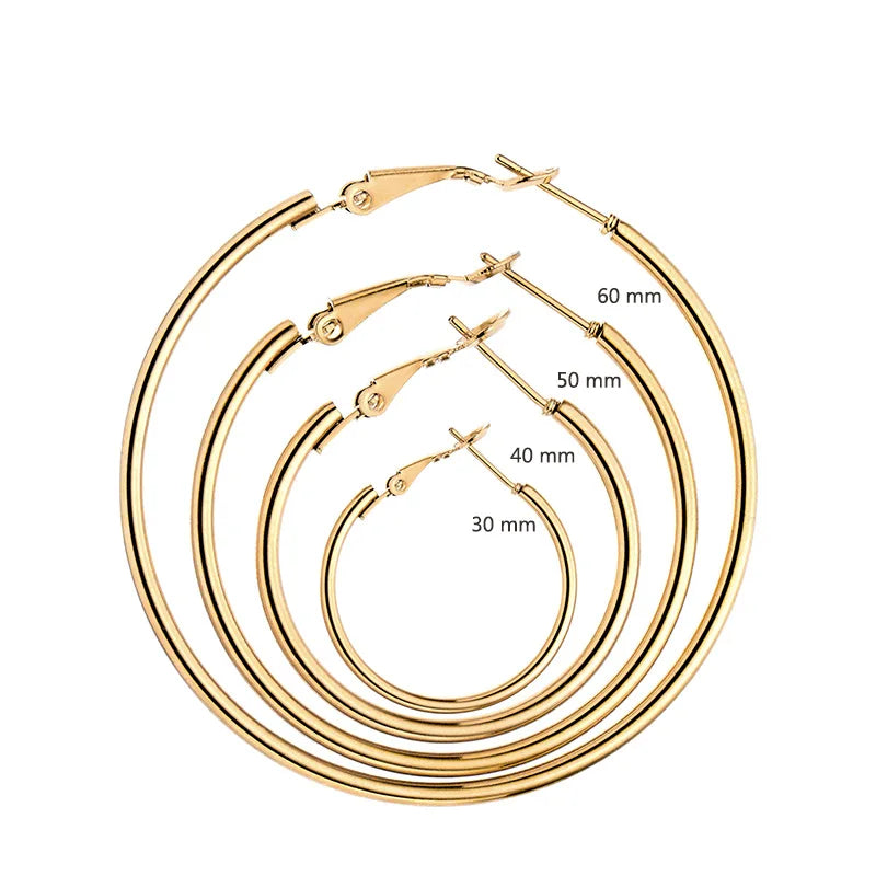 Hip Hop Big Oversize Exaggeration Hypoallergenic Earrings Big Circle Gold Stainless Steel Big Hoop Earrings Vintage for Girls