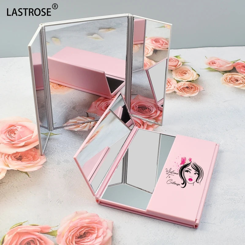 Three Fold Makeup Mirror High Definition Private Label Portable Mirror Plastic Handheld Mirrors