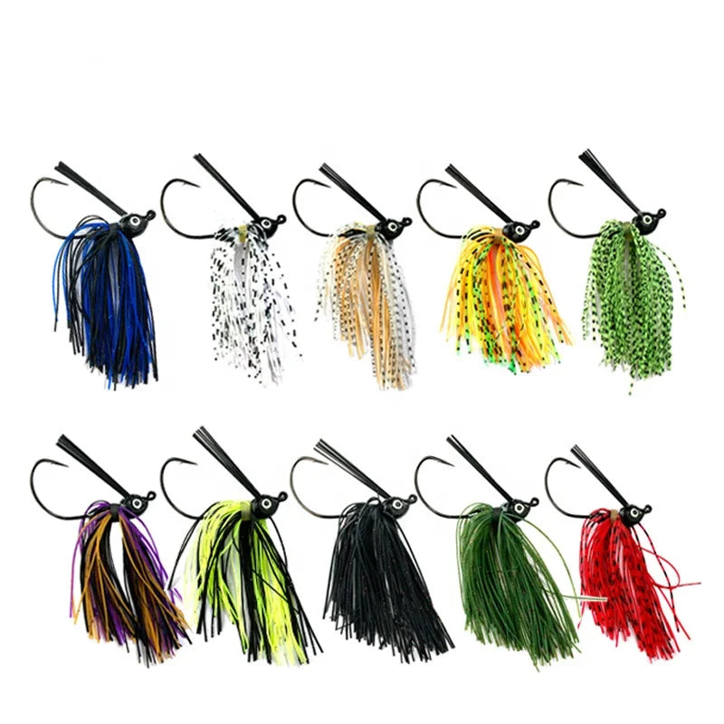 Wholesale 7g 10g 14g Tungsten Football Weedless Rubber Jig Bass Fishing Lure Swim Jig Silicon Rubber Skirt Metal Jigs