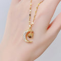 Elegance Trendy 18k Gold Plated Micro Pave Cz Moon Necklaces Crystal Moon Natural Stone Pendant Necklace