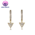 Trendy Fashion Jewelry Gold Plated Drop Earrings Popular Custom Zircon Studs for Women