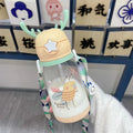 Wholesale Children's Lovely Cartoon Antler Plastic Milk Cup 600ml Water Bottle Straw Water Cup
