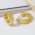 Personalized  Designers Woman Jewelry Brass 18K Gold Plated Textured Hoop Earrings