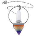 HZ 7 Chakra Pendulum Gemstone Point Reiki Healing Pendant Natural Stone Pendulum for Hexagonal Prism Pyramid