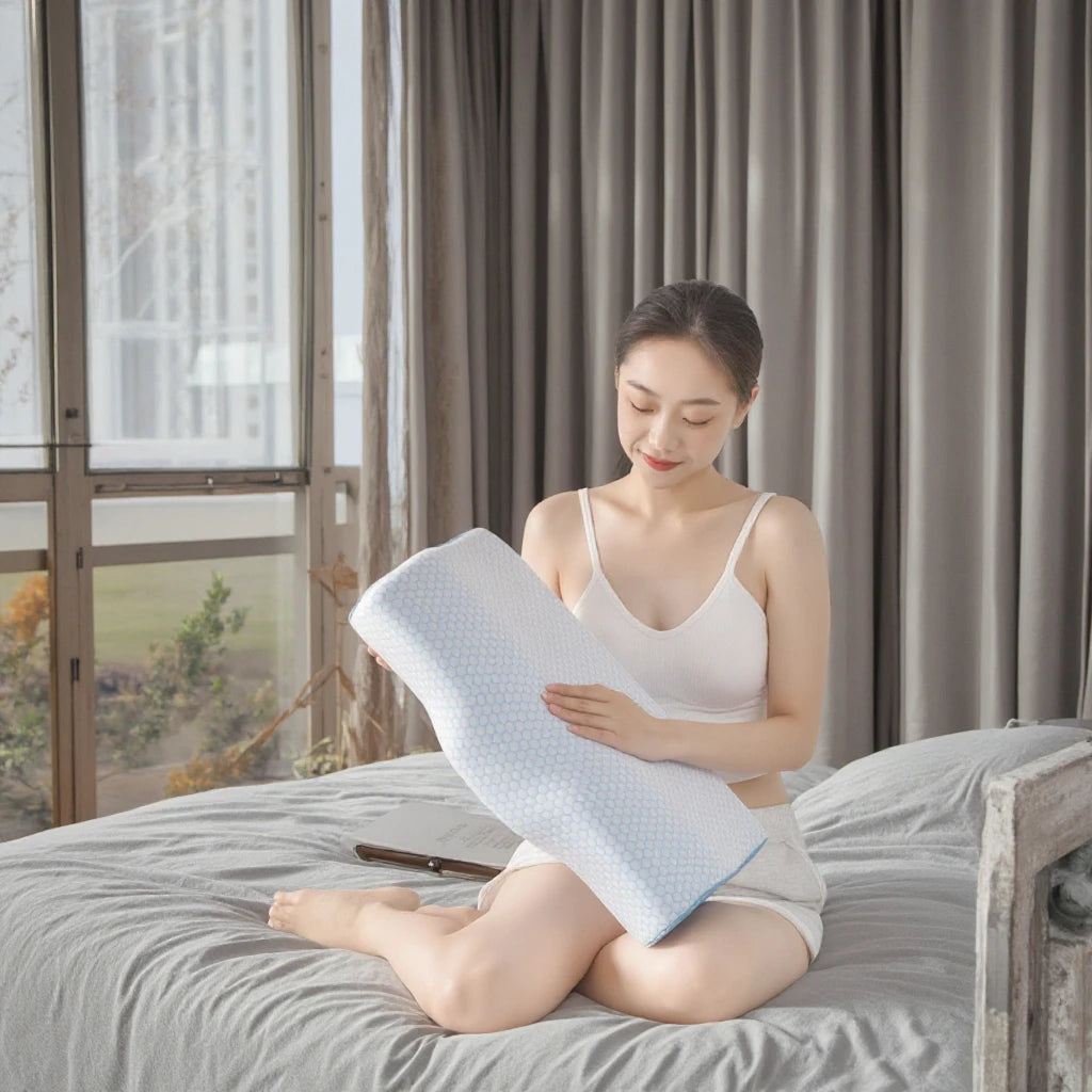 Custom Logo Luxury Marine Pattern Cervical Orthopedic Memory Foam Pillow with Coccyx Contour and Premier Quality