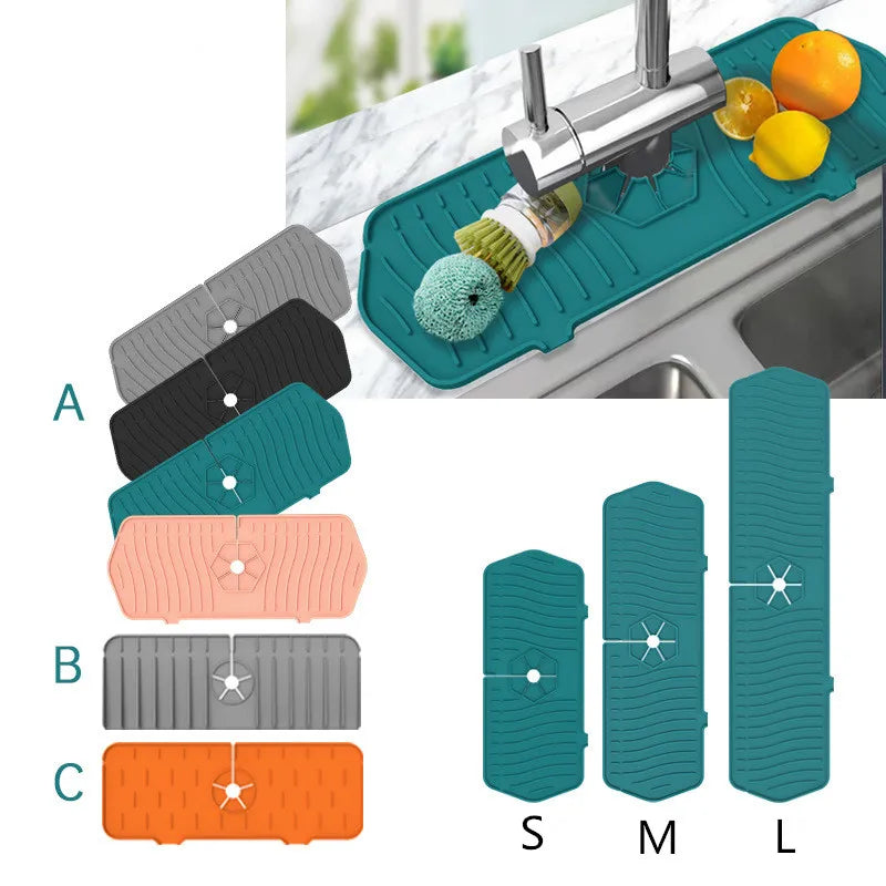 Newest Popular Silicone Sink Faucet Splash Guard Kitchen Bathroom Bar Sink Splash Drain Drying Faucet Mat Popular Product