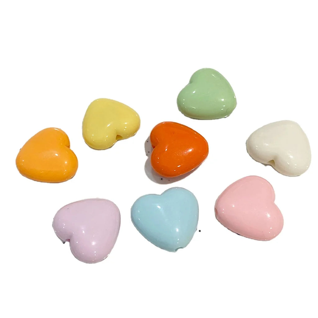 Hot Selling Acrylic Heart Shape Beads 17*19mm Spacer Beads for DIY Handmade Necklaces Accessories