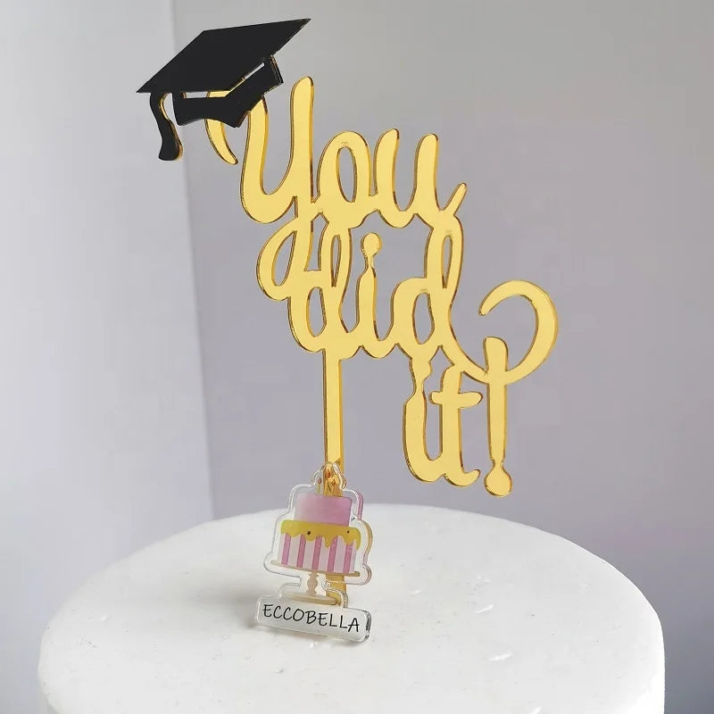 You Did It Graduation Acrylic Cake Topper for Celebratory Graduation Cake Decoration MegaBDM