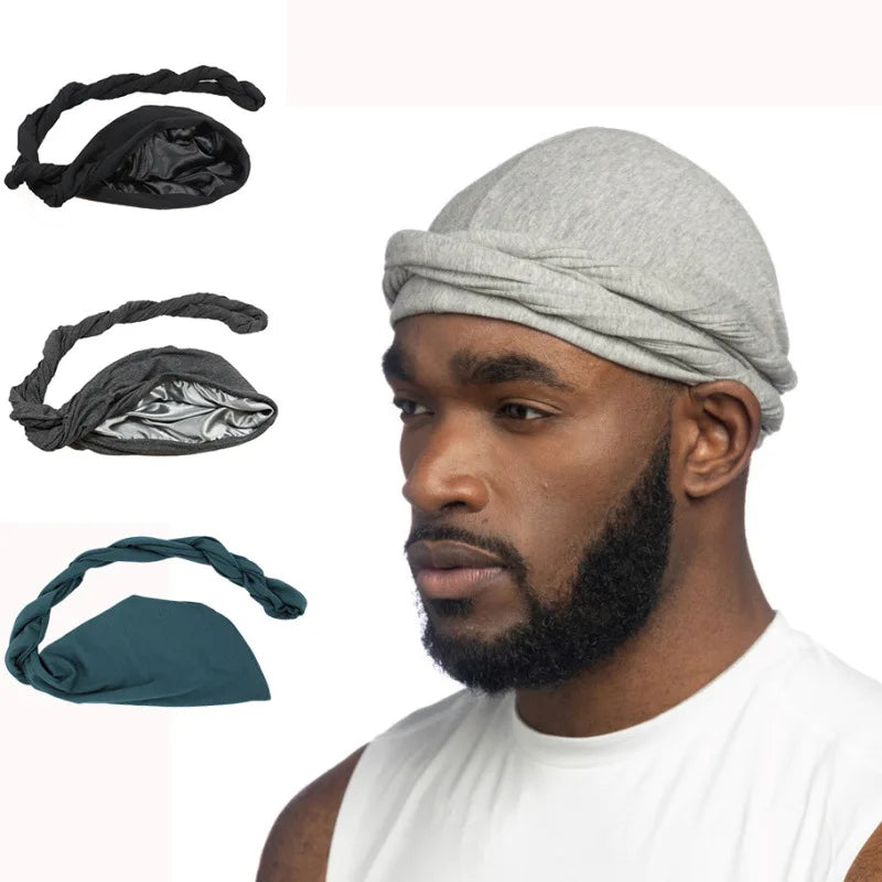 MADESHINE New Hot Selling Multiple 14 Colors Dreadlocks Mens Double Layer Satin Lined Turban Hat Sports Party Modal Material