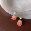 Handmade Super Fairy Earrings Forest Rose Freshwater Pearls Fresh and Sweet Trendy Floral Design for Women
