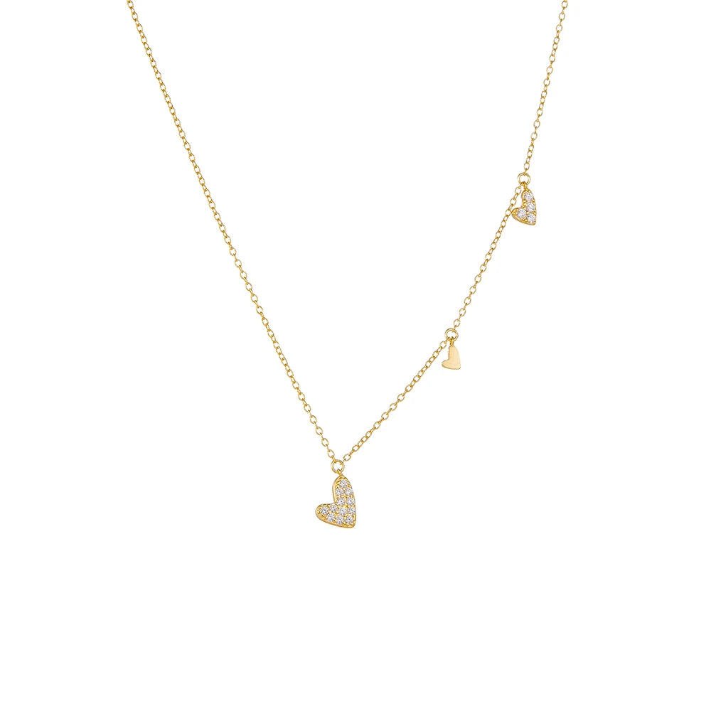 Fashion 925 Silver Jewelry Wholesale 925 Sterling Silver Necklaces love Heart Charm Gold Plated Necklaces for Women
