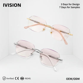 Rimless Diamond Cut Edge Presbyopia Glasses for Women Elegant Anti Blue Light Presbyopia Glasses