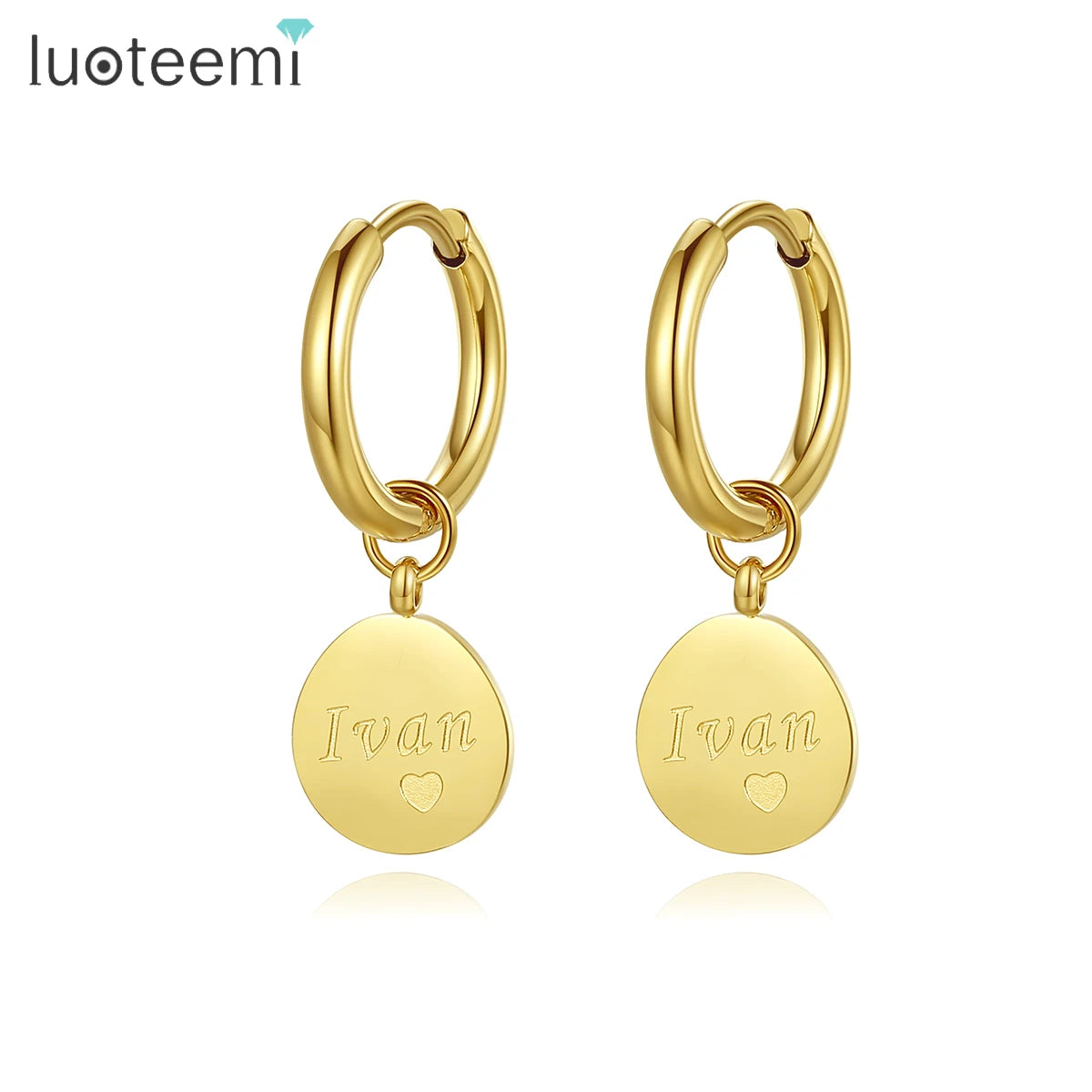 SP-LAM Gold Plated Hoop Woman Huggie Geometric Stainless Wholesale Clip Earring Letter Stainless Earring