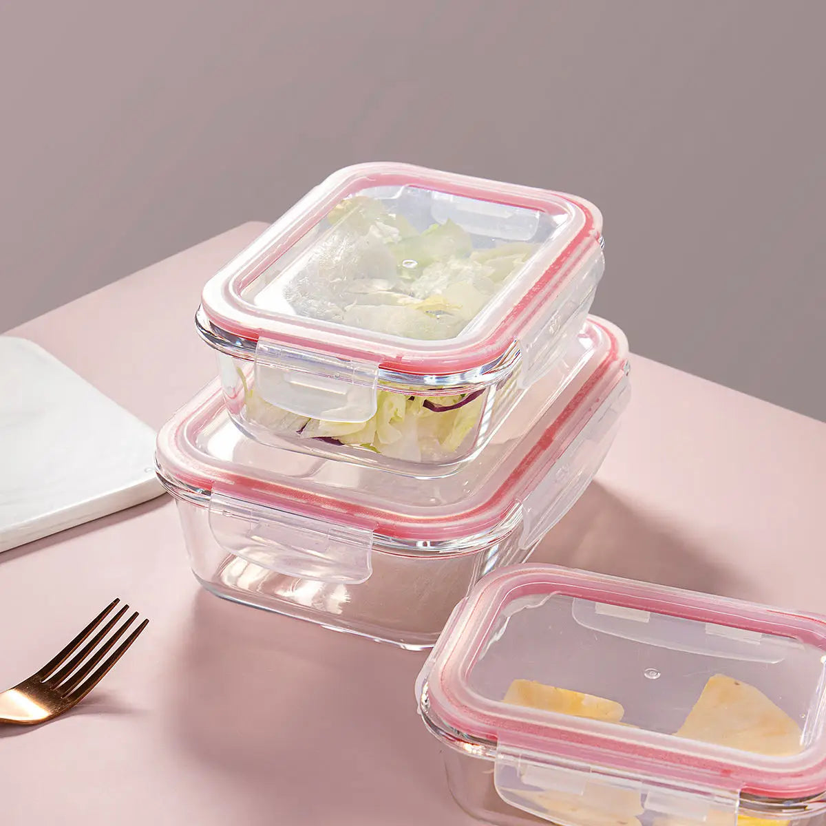 Eco Friendly Microwavable Lunch Box Bag Glass Rectangular Silicone Food Packaging Meal Prep Bento Lunch Box Food Container