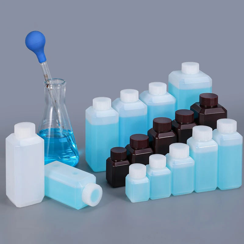 HDPE Plastic Reagent Square Bottle With Inner Cap New Material Thicken Container Customized Printing Logo MegaBDM