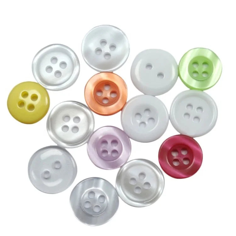 Custom Color Multi-Size Shiny Resin Plastic Double Hole Round Button 4 Holes Buttons for Shirts Kids Clothing Crafts