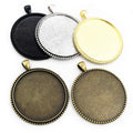 40mm Inner Size Antique Bronze and Silver Plated Black Colors Plated Fashion Style Cabochon Base Setting Charms Pendant