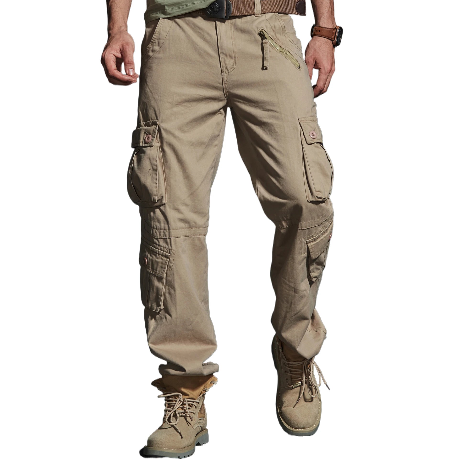 Good Quality 100%cotton Men's Tactical Pants Hiking Hunting Multi Pockets Worker Cargo Pant Casual Long Trousers