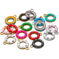 5Pcs Stainless Steel Enamel Hollow Round Spot Drill Charms Pendants for Necklace Materials Earrings Supplies DIY Jewelry