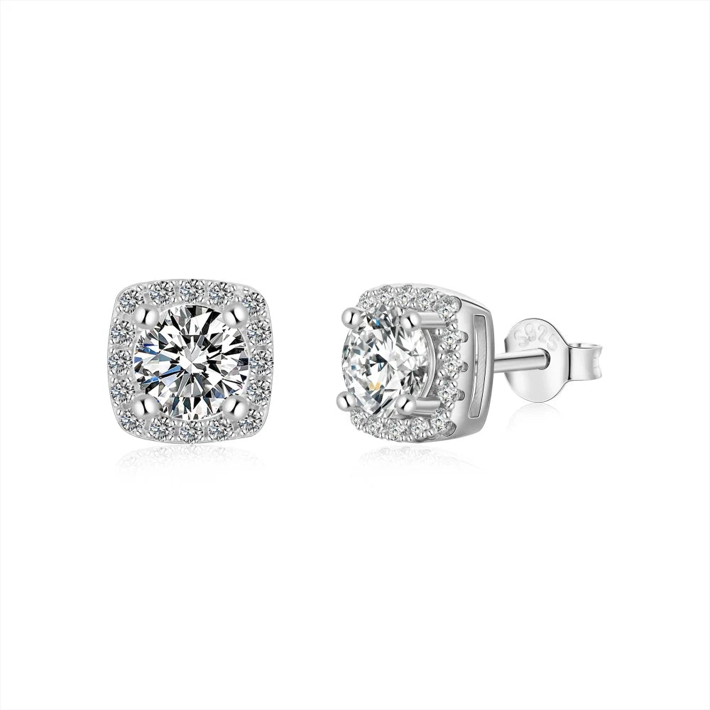 Dylam 7.2mm 5AAAAA CZ Stone Engagement Iced Out square Shaped Stud Earring Jewellery Wedding Real 925 Sterling Silver Earrings
