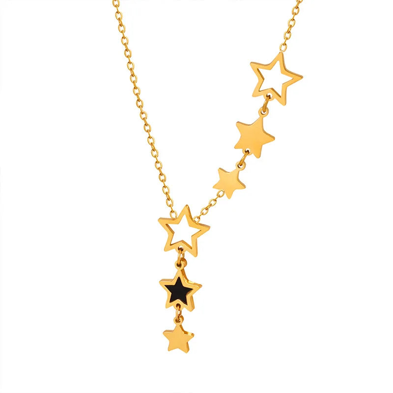 Gold Plated Jewelry Fashion Elegant OL Lady Gift Girl Stainless Steel Personalized Star Charm Necklace for Women