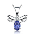Personality Honeybee 925 Sterling Silver Pendant Necklace 5*7mm Gemstone CZ Zircon Diamond Wing Pendant Necklace