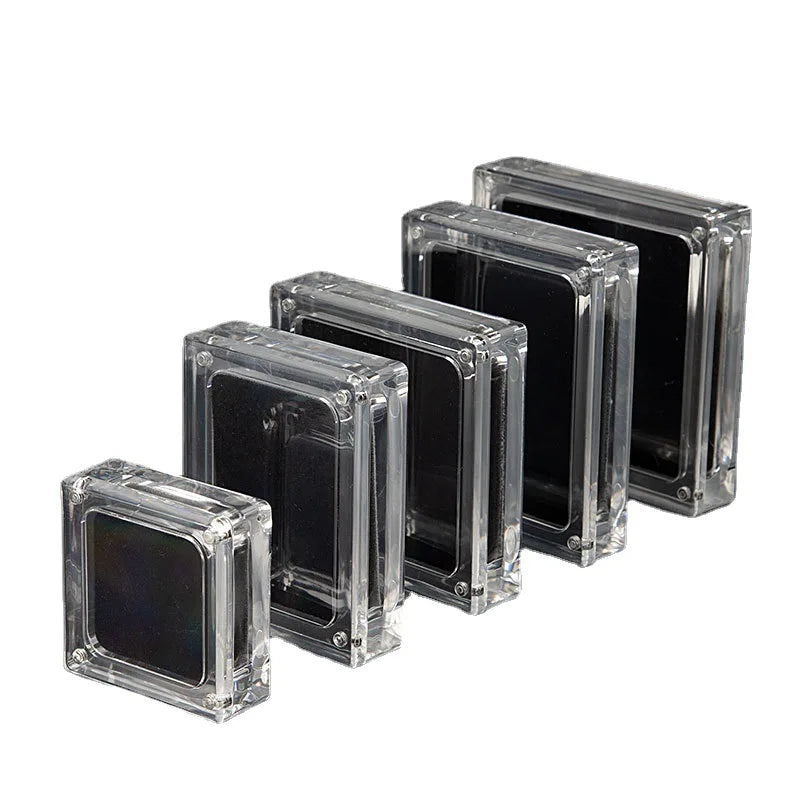 Transparent Jewelry Acrylic Loose Stone Gem Box Memory Cotton Cushion Magnetic Jewelry Box